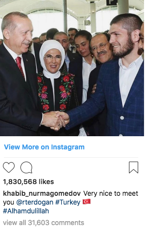 Khabib Nurmagomedov Unggah Hal Ini Usai Bertemu Presiden Erdogan di Peresmian Bandara Terbesar